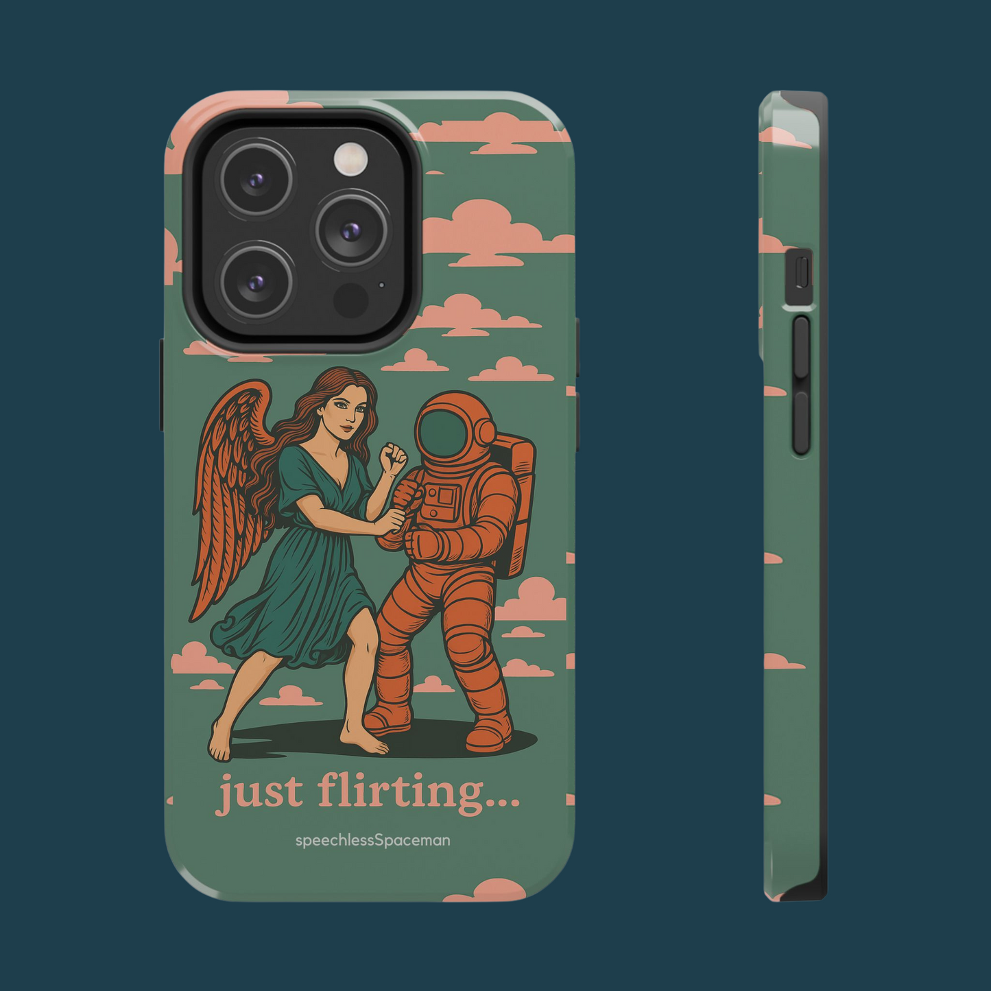 cosmicFlirt Phone Case | Angel and Astronaut Art Cover | speechlessSpaceman