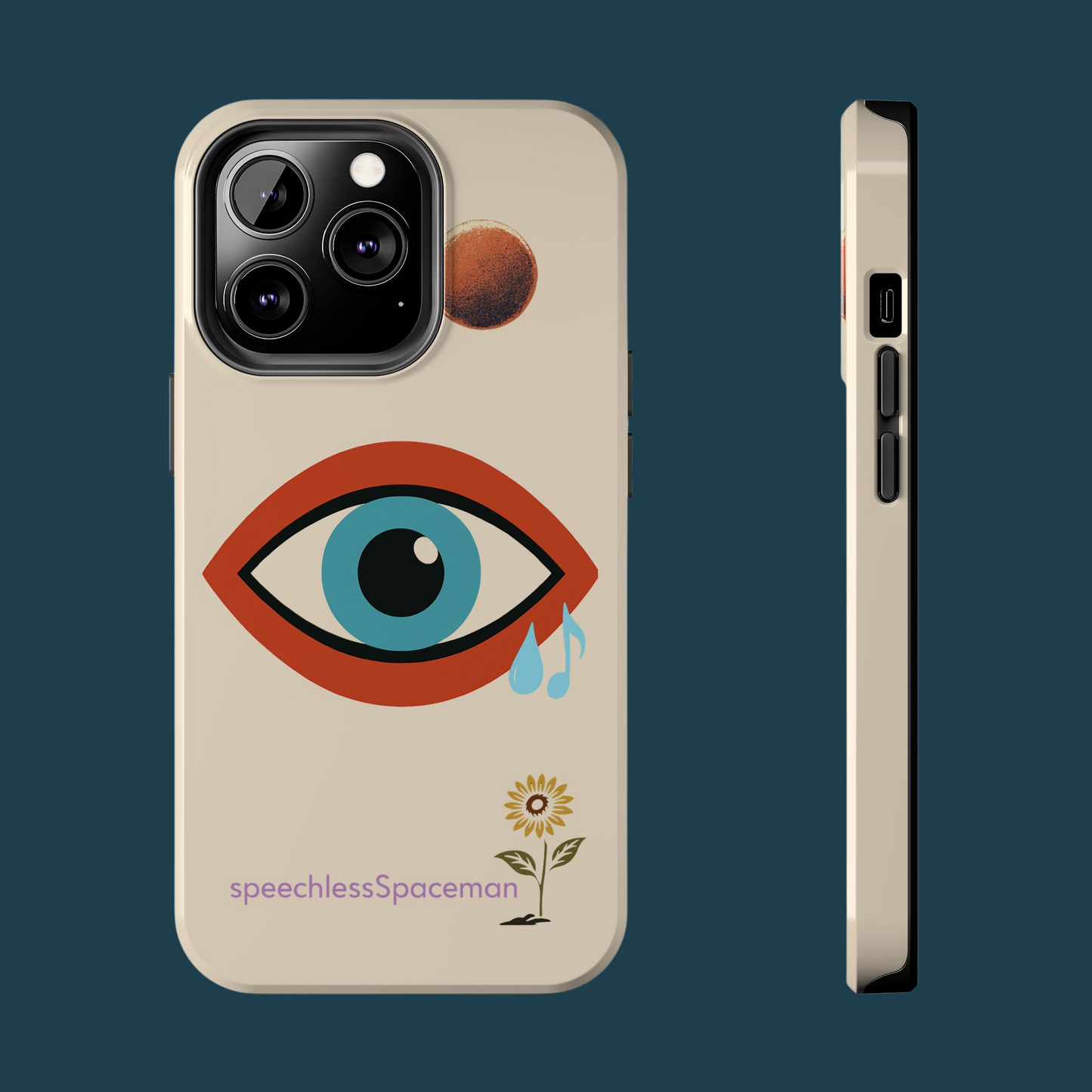 spaceRain iPhone Case | Surreal Eye & Teardrop Music Note | speechlessSpaceman