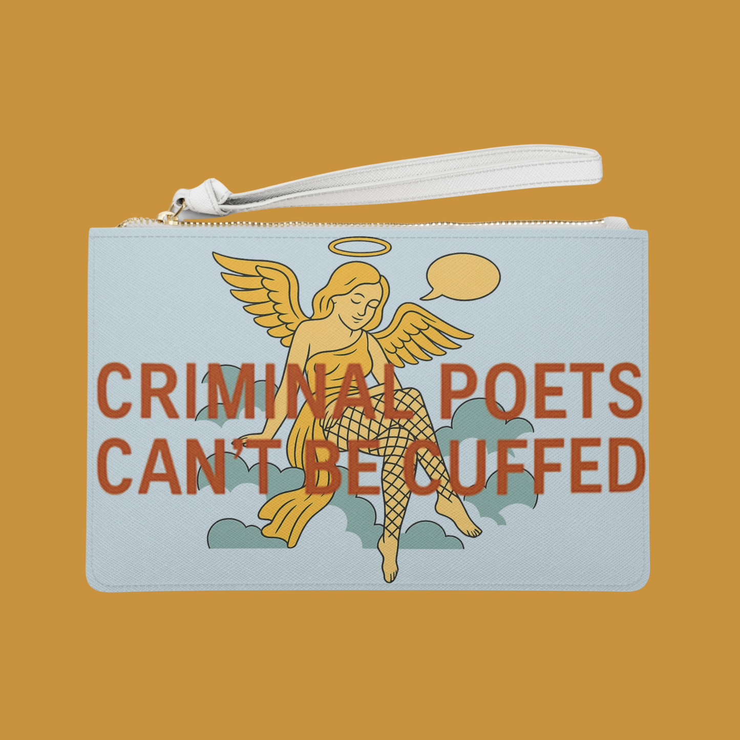 cloudBound Wristlet Clutch | Surreal Art Purse for Bold Expression | speechlessSpaceman