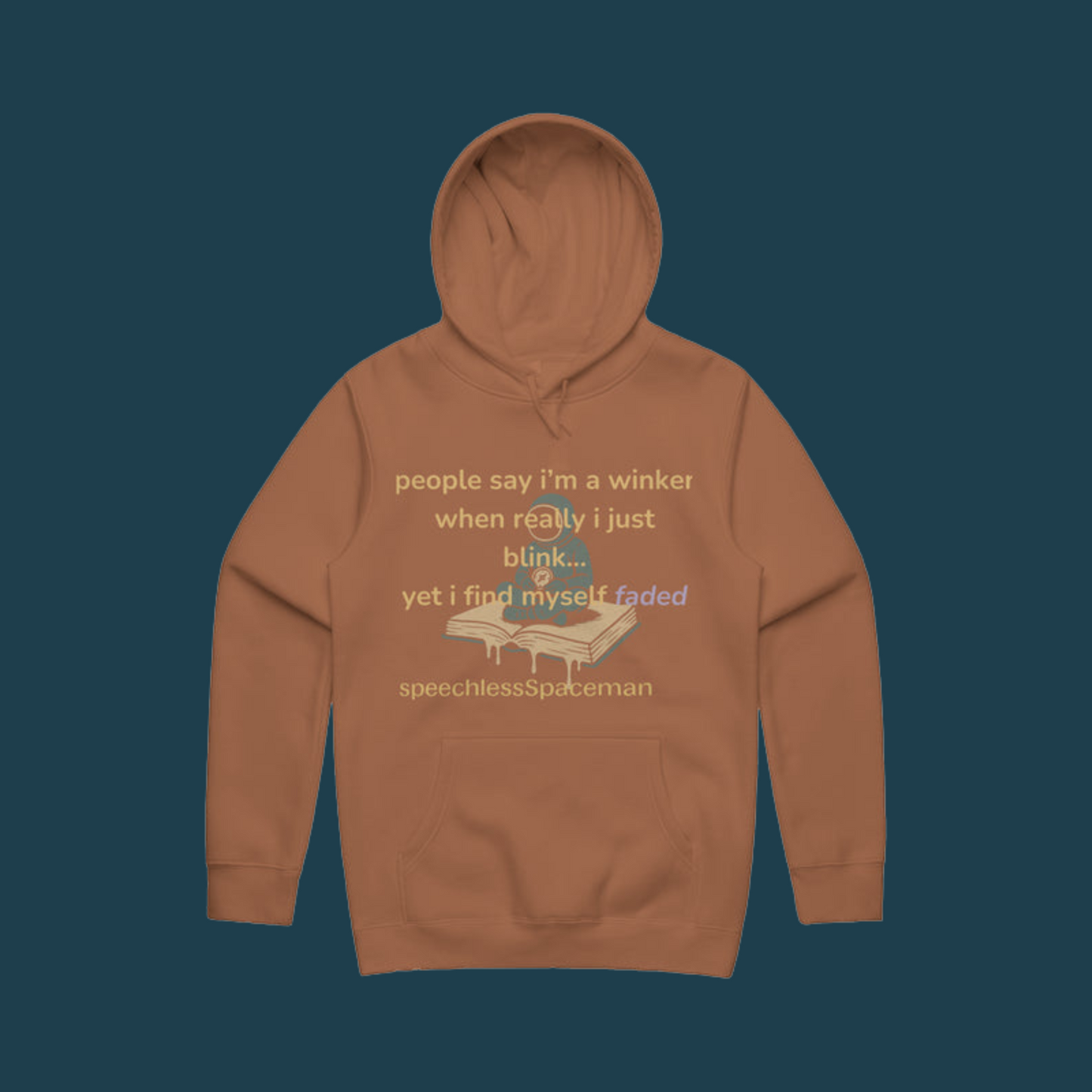 blinkAndFade Poetry Hoodie | Terracotta Blame | speechlessspaceman
