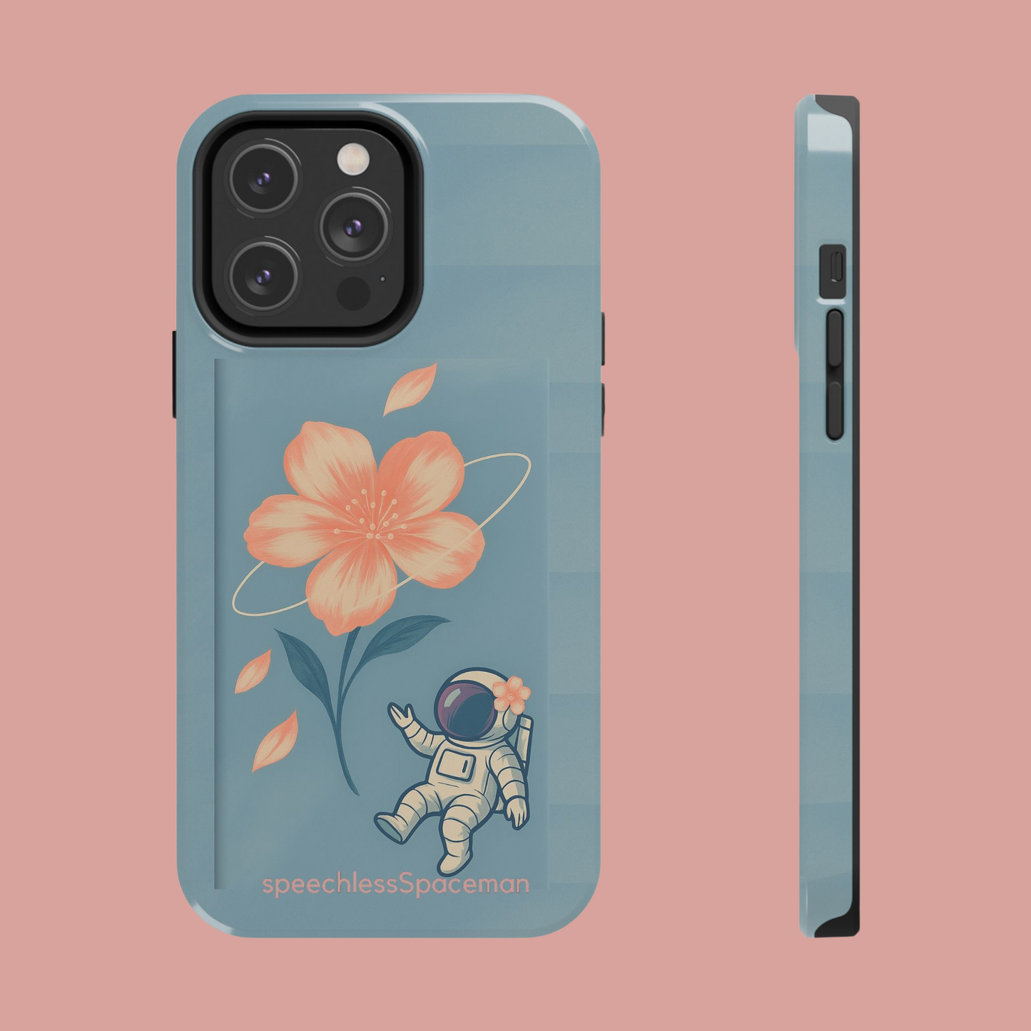 blossomDrift iPhone Case – Floating Astronaut & Flower Art Cover | speechlessSpaceman