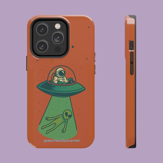 alienHeist iPhone Case | Astronaut UFO Abduction Art | speechlessSpaceman