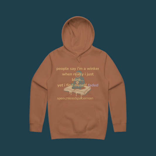 blinkAndFade Poetry Hoodie | Terracotta Blame | speechlessspaceman